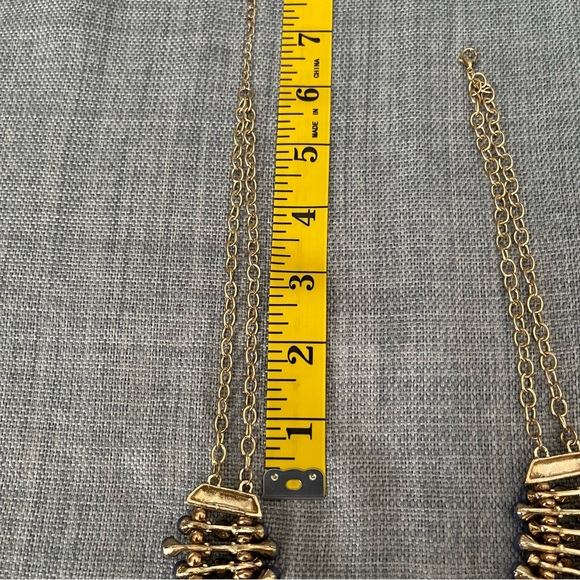 Egyptian Revival Bib Collar Necklace Opaque Bluish/Purple Stone Pin Cushion - Picture 10 of 16